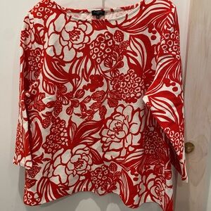 Talbots Petites Red & White Top / Shirt Sz. XL XLp